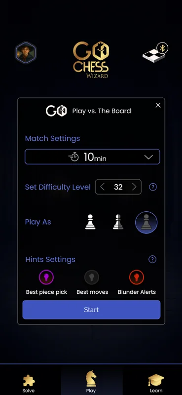 Match settings and difficulty